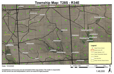 Riddle Mountain T28S R34E Township Map Preview 1