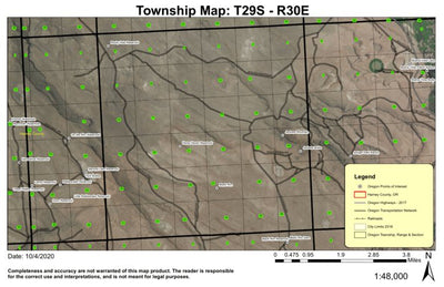 Jackass Mountain T29S R30E Township Map Preview 1