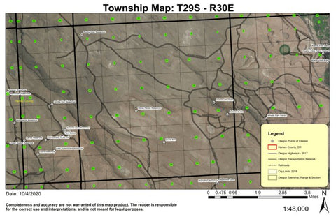 Jackass Mountain T29S R30E Township Map Preview 1