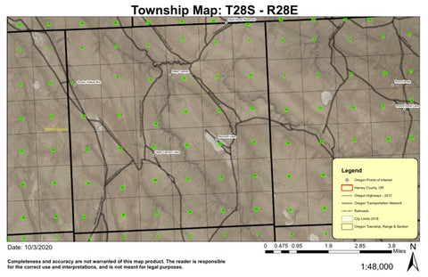 Smokey Hollow Rim T28S R28E Township Map Preview 1