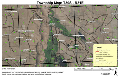 Baca Lake T30S R31E Township Map Preview 1