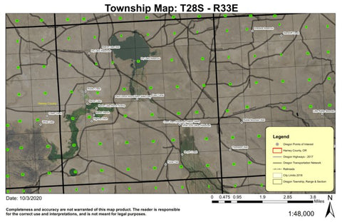 Dry Lake T28S R33E Township Map Preview 1