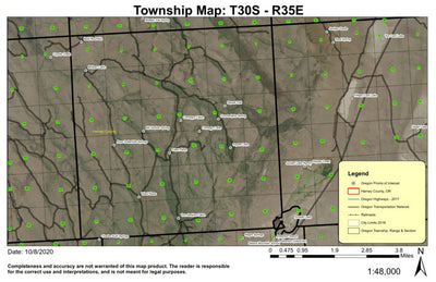 Squaw Lake T30S R35E Township Map Preview 1