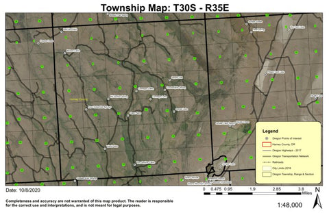 Squaw Lake T30S R35E Township Map Preview 1