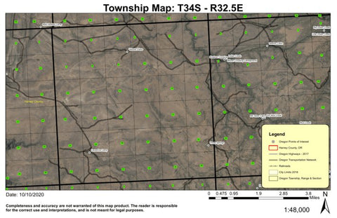 Lauserica T34S R32.5E Township Map Preview 1