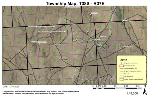 Buckskin Mountain T38S R37E Township Map Preview 1