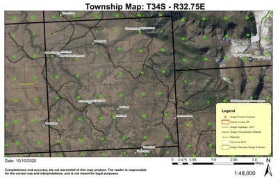 Mud Creek T34S R32.75E Township Map Preview 1