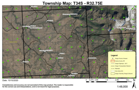 Mud Creek T34S R32.75E Township Map Preview 1