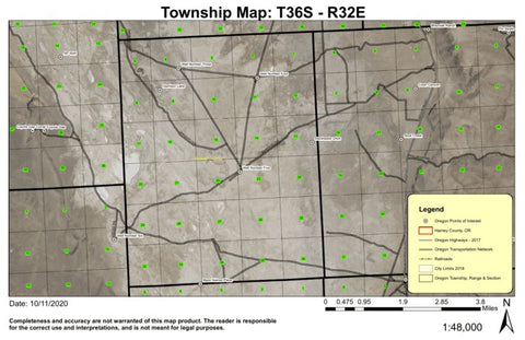 Garrison Lake T36S R32E Township Map Preview 1