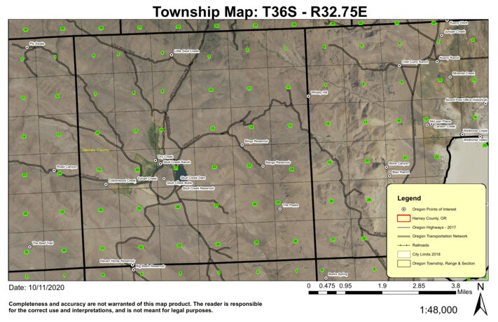 Skull Creek Reservoir T36S R32.75E Township Map by Super See Services ...