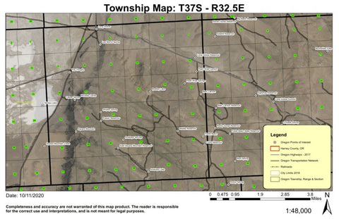 Square Mountain T37S R32.5E Township Map Preview 1