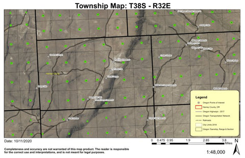 Funnel Canyon T38S R32E Township Map Preview 1