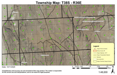 Whitehorse Mountains T38S R36E Township Map Preview 1