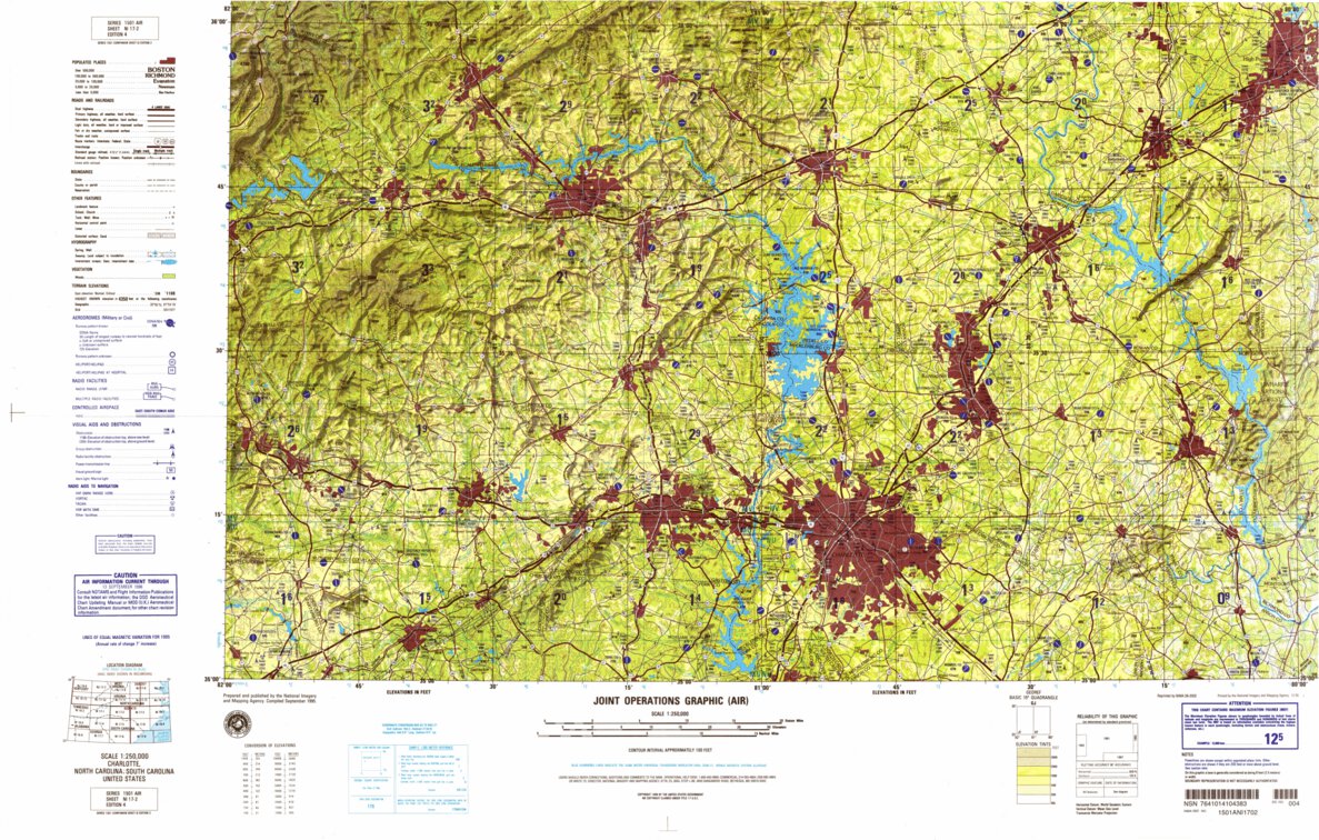 Charlotte, 1996, 4th edition of JOG Air NI-17-2 at 250000 scale