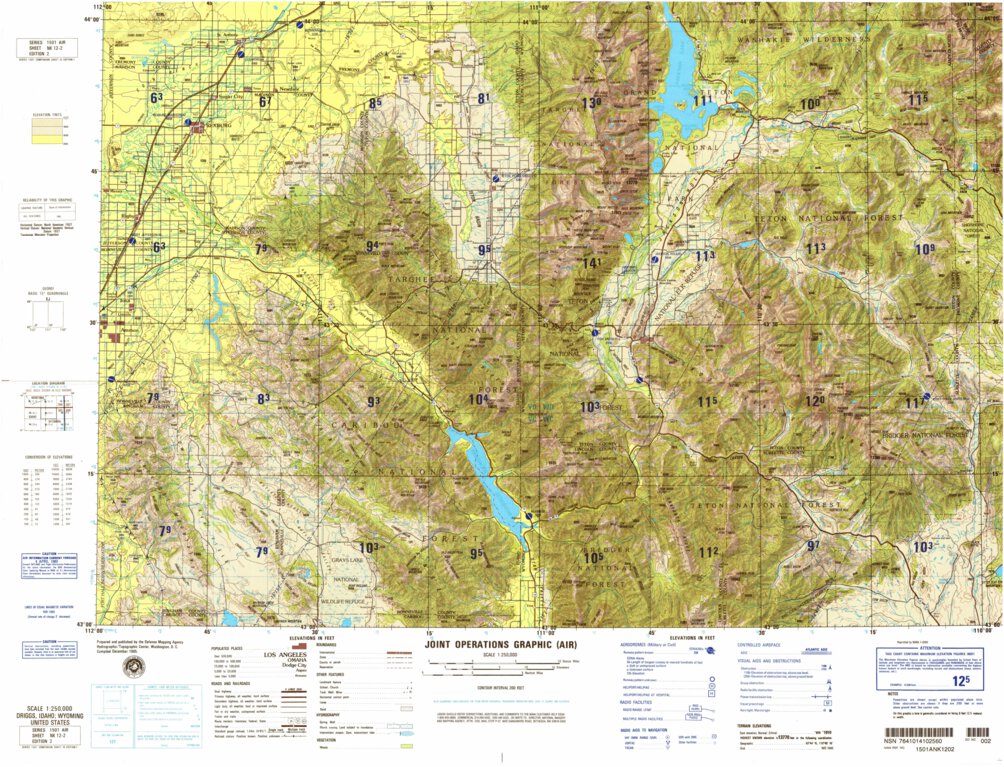 Austen Riggs Map Driggs, 1989, 2nd edition of JOG Air NK-12-2 at 250000 scale Map by ...