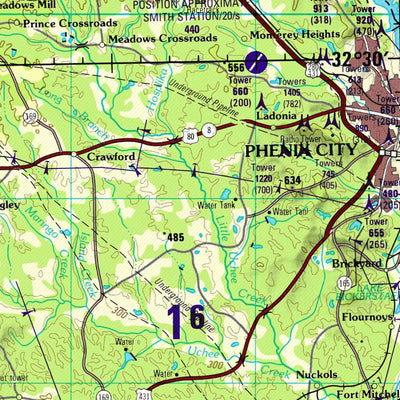 Phenix City, 1989, 3rd edition of JOG Air NI-16-12 at 250000 scale Preview 2