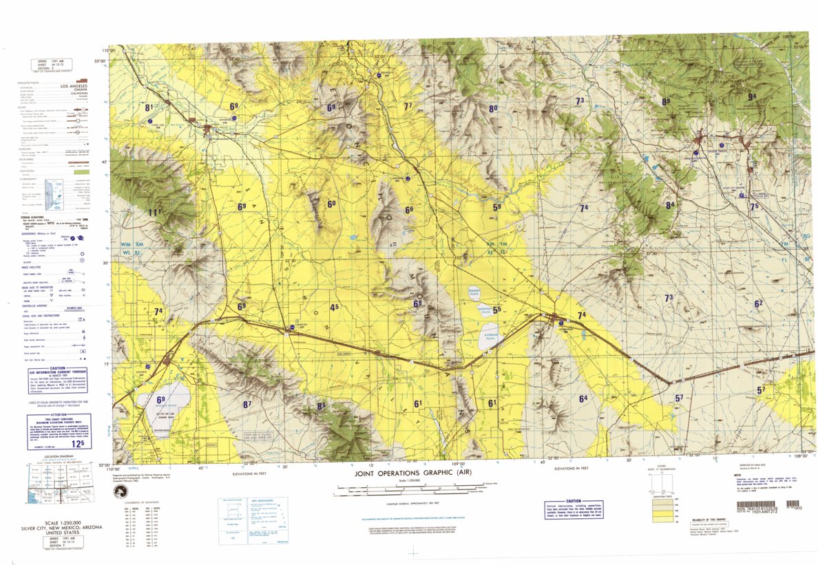 Silver City, 1989, 2nd edition of JOG Air NI-12-12 at 250000 scale Map ...