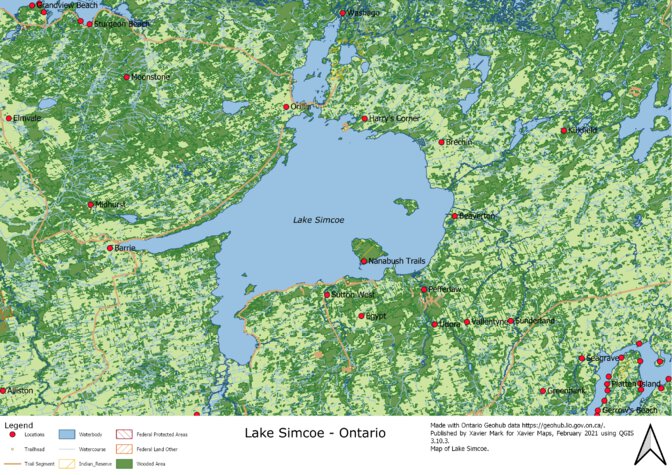 Lake Simcoe Area Map by Xavier Maps | Avenza Maps