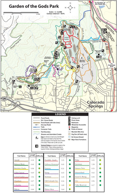 Trail Map# 10, Garden of the Gods, Rampart Range Area in the Pikes Peak Region Preview 1
