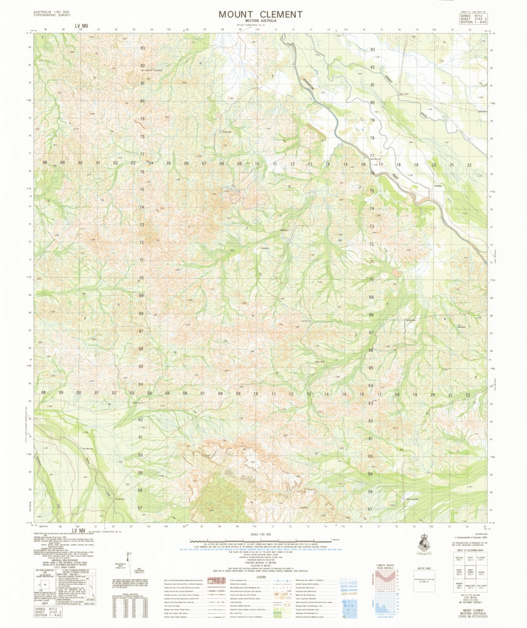 Mount Clement (2152-3) Map by Geoscience Australia | Avenza Maps
