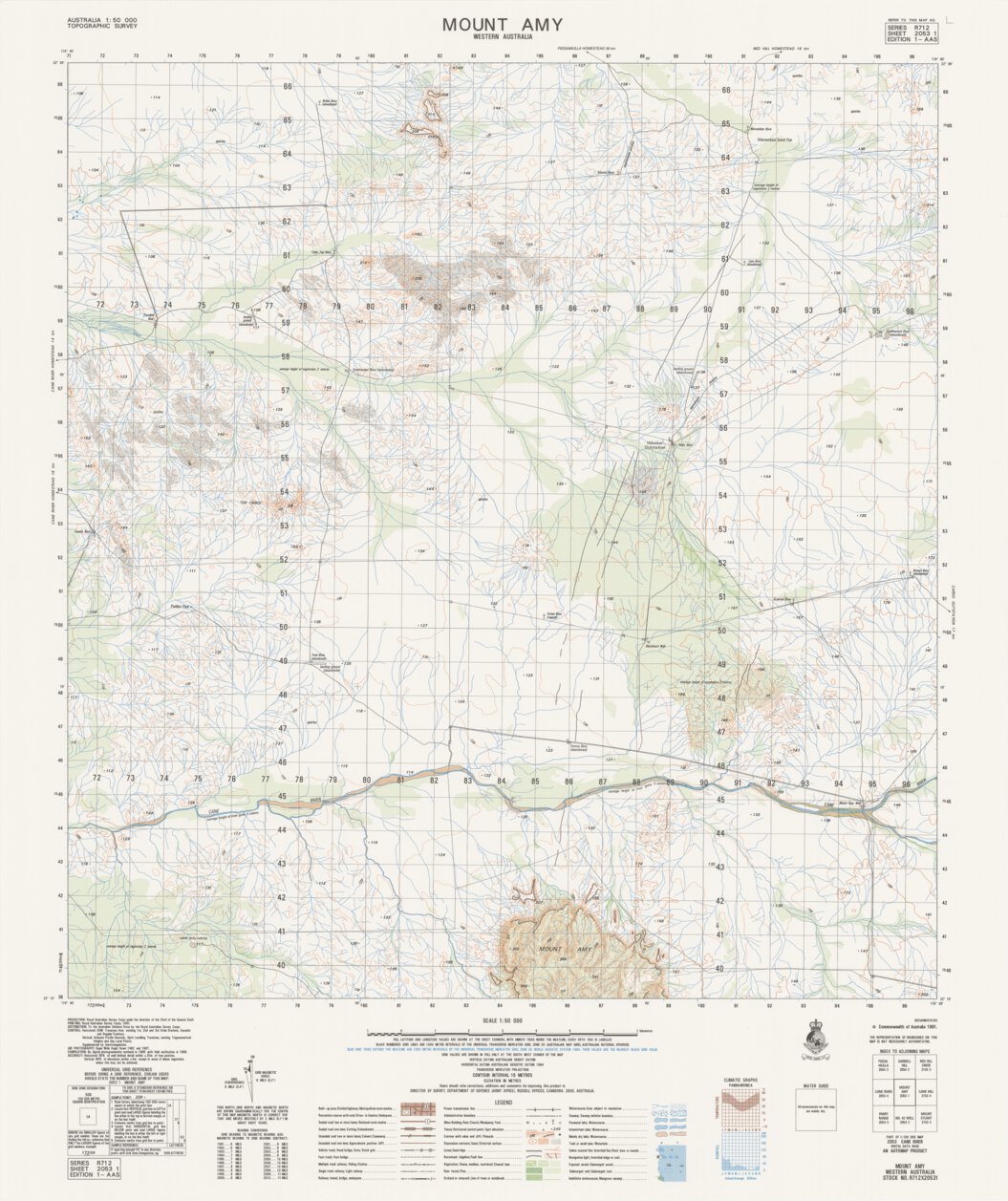 Mount Amy (2053-1) Map by Geoscience Australia | Avenza Maps