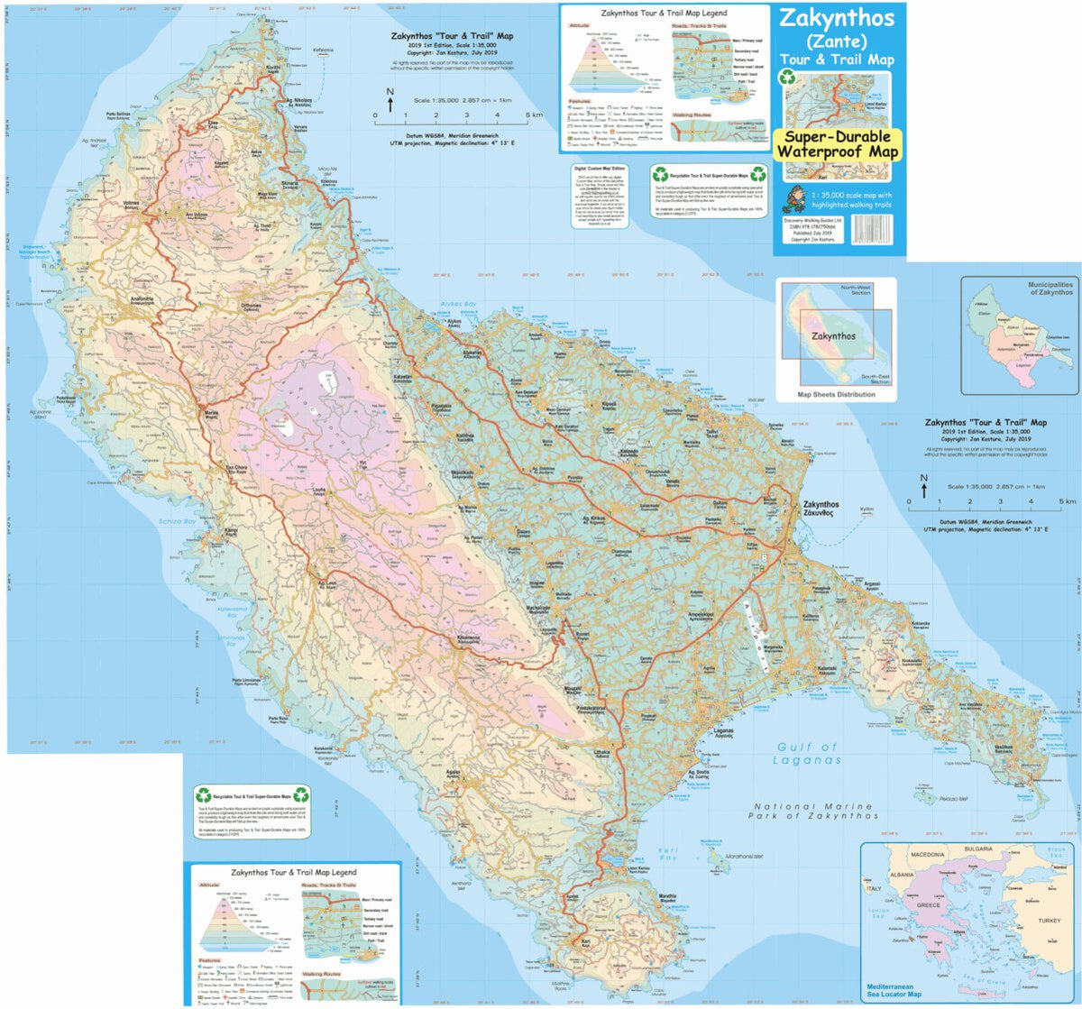 Zante Zakynthos Tour & Trail Map by Discovery Walking Guides Ltd ...