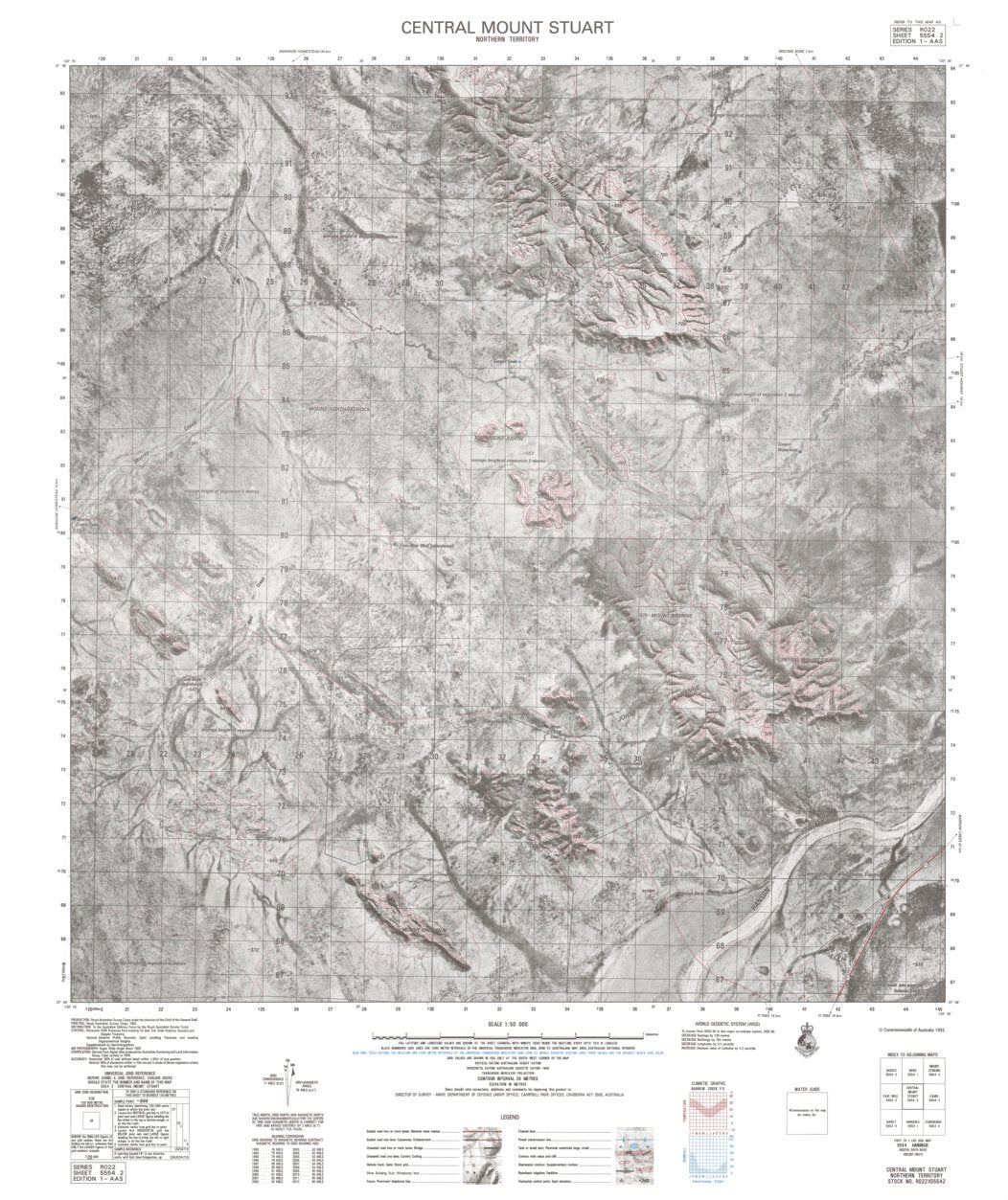 Stuart Range Map Central Mount Stuart (5554-2) Map by Geoscience Australia | Avenza Maps