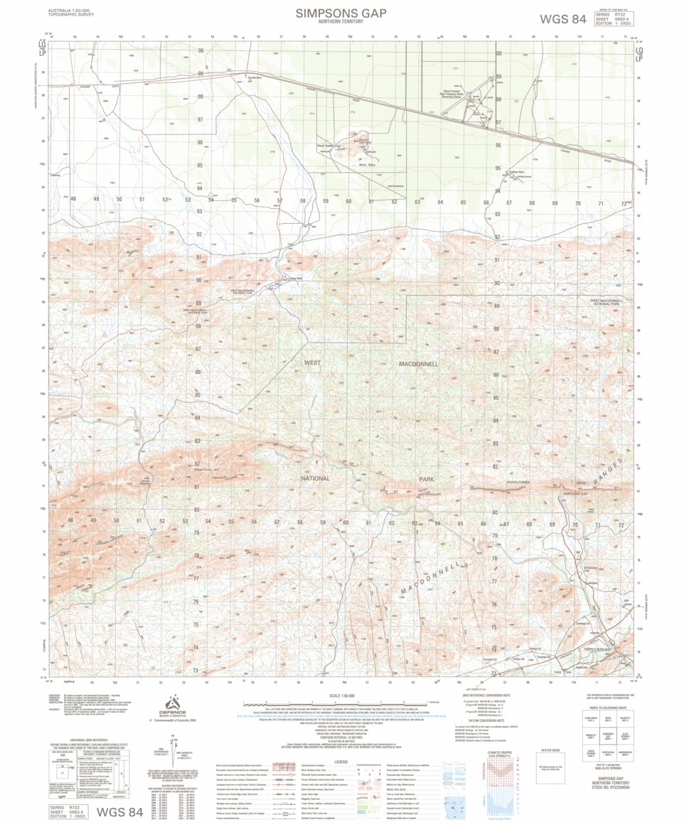 Simpsons Gap (5650-4) Map by Geoscience Australia | Avenza Maps