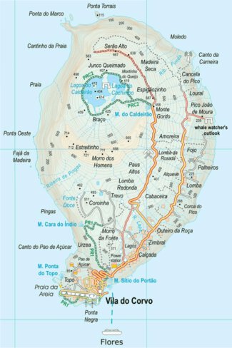 Azores Corvo Tour & Trail Map Preview 1