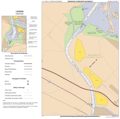 Tennessee-Tombigbee Waterway Chart 30: Historic Miles 331-335 Preview 1