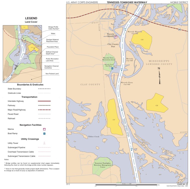 Tennessee-Tombigbee Waterway Chart 29: Historic Miles 336-339 Map by US ...