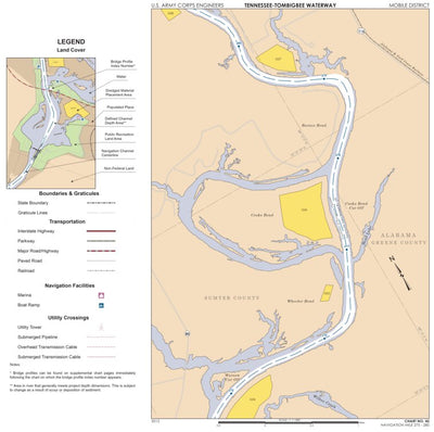 Tennessee-Tombigbee Waterway Chart 42: Historic Miles 275-280 Preview 1