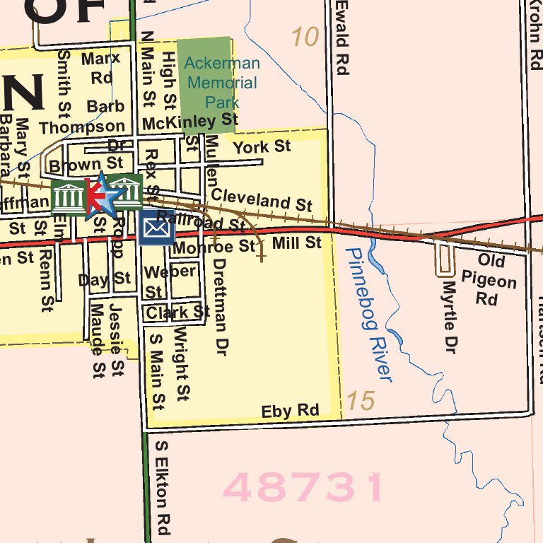 Oliver Township and Village of Elkton, Huron County, Michigan Map by ...