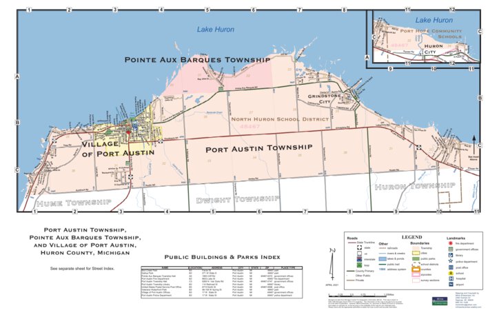 Port Anthony Map Port Austin Township, Pointe Aux Barques Township, and Village of Port ...