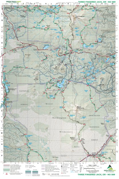 トレジャーマップ3点 589: Three Fingered Jack, OR Map by Green Trails Maps, Inc