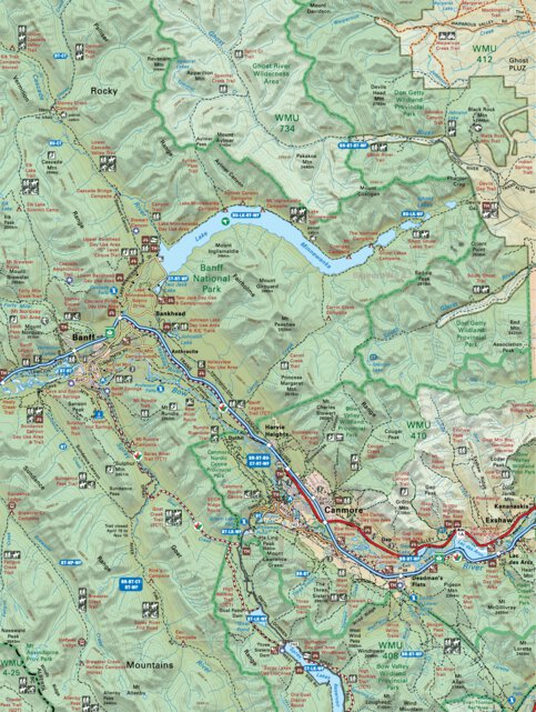 CRCR10 Banff Canmore - Canadian Rockies Topo Map by Backroad Mapbooks ...
