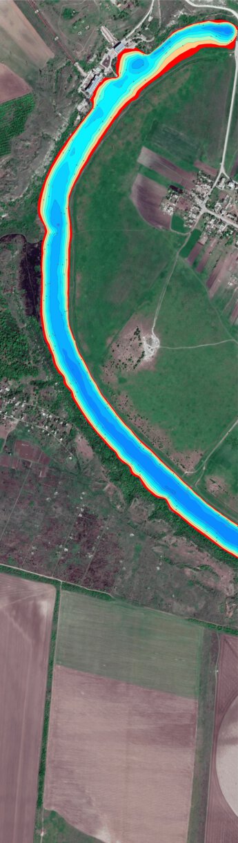 01. Інгулець річка (с.Нововасилівка, ч.1) Миколаївська область. Карта глибин. Preview 1