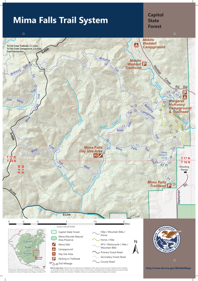 Mima Falls Trail System Map by Washington State Department of Natural ...