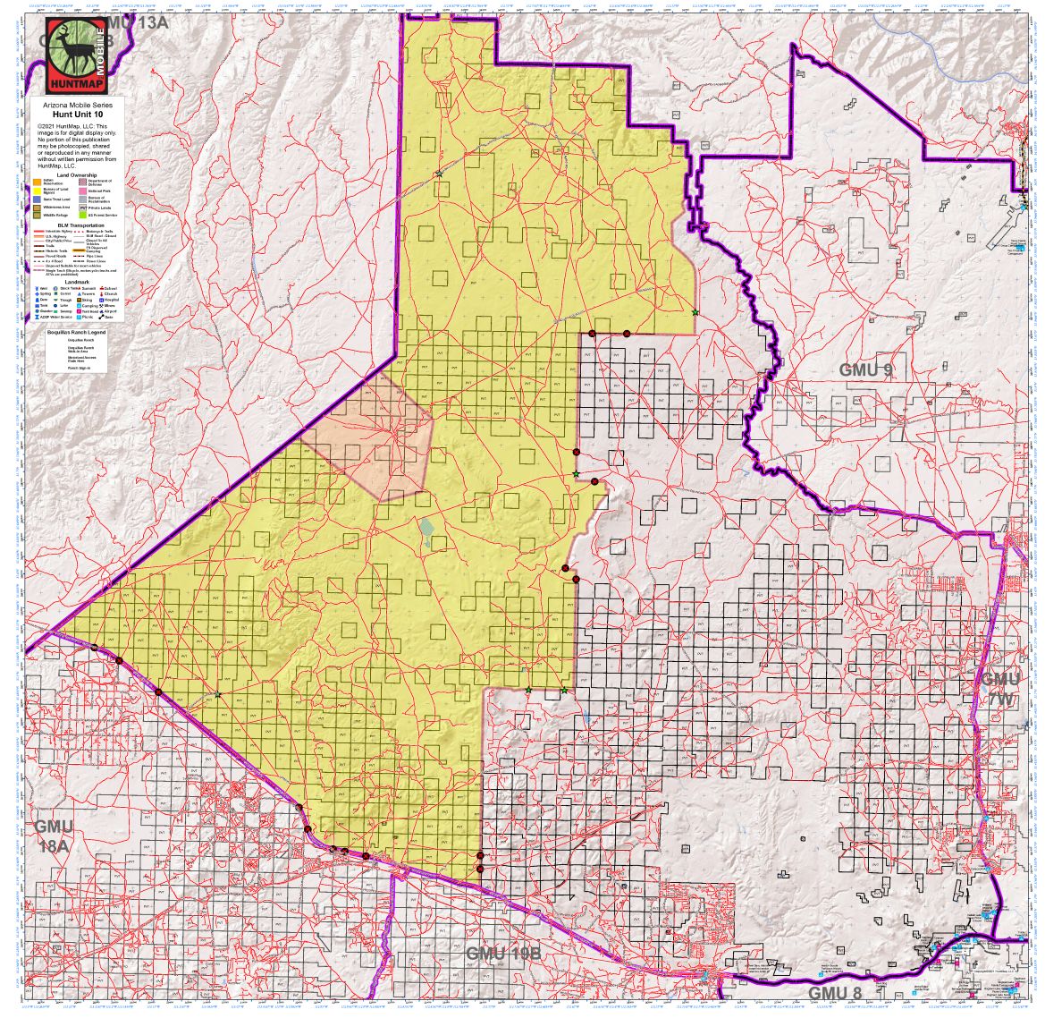 Arizona HuntMap GMU 10 Map by HuntMap, LLC | Avenza Maps