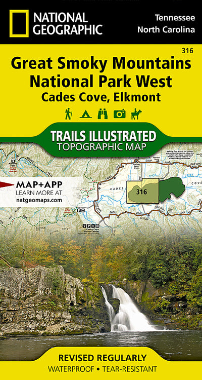 316 :: Great Smoky Mountains National Park West: Cades Cove, Elkmont Map Preview 1