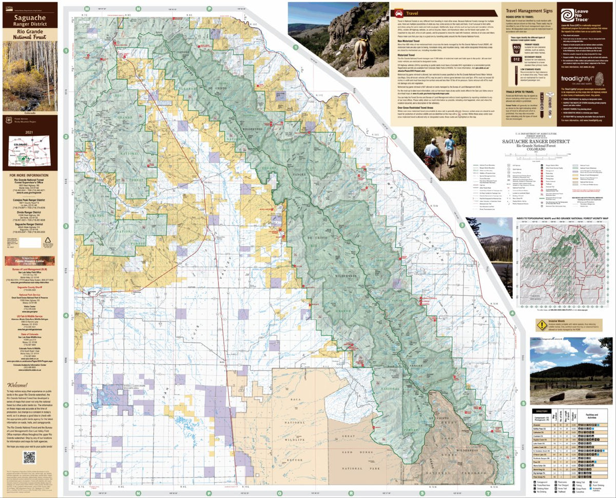 Rio Grande National Forest Visitor Map - Saguache Ranger District (East ...