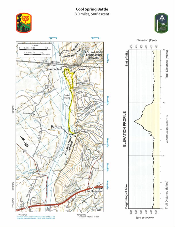 Hike 10: Civil War Battlefield at Cool Spring Map by Potomac ...