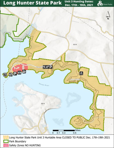 Long Hunter State Park Unit 3 Hunting Map for DEC. 17th-19th 2021 ONLY Preview 1