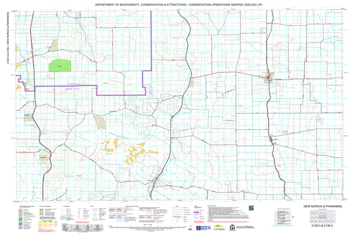 COG Series Map 2136-23: New Norcia and Piawaning by Western Australia ...