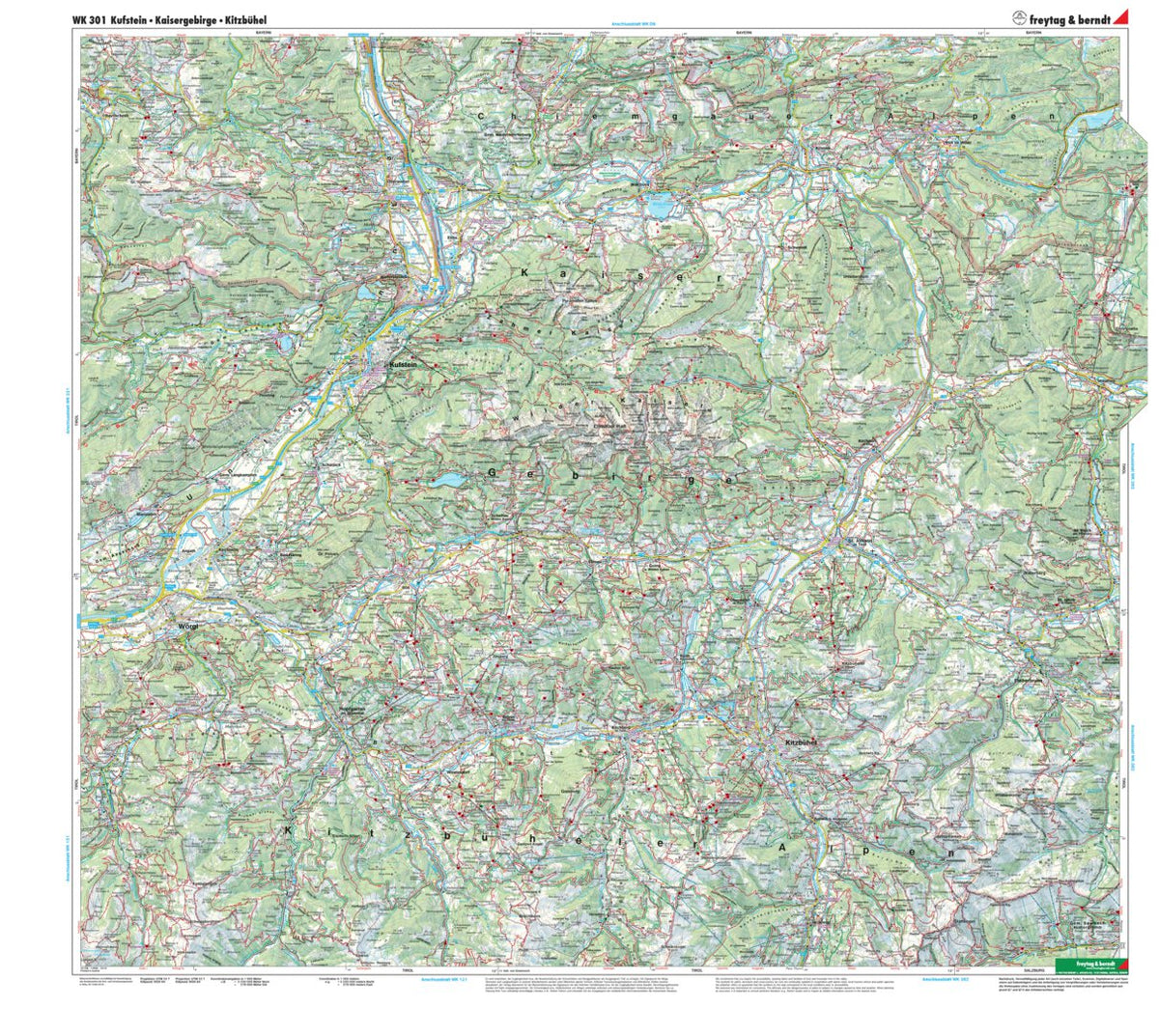 Hiking Map Kufstein - Kaiser Mountains by Freytag-Berndt & Artaria KG ...