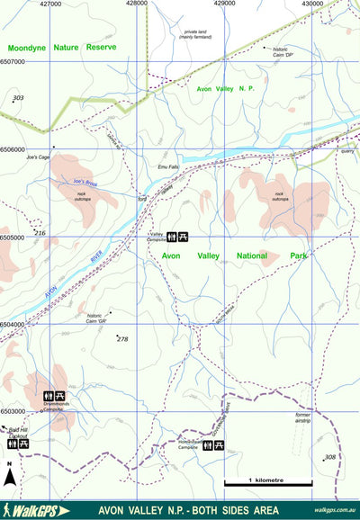 WalkGPS - Avon Valley National Park - Both Sides Walk Area Preview 1