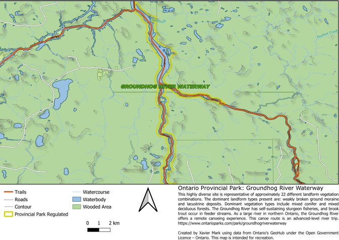 Ontario Nature Reserve: Groundhog River Waterway Part 1 Map by Xavier ...