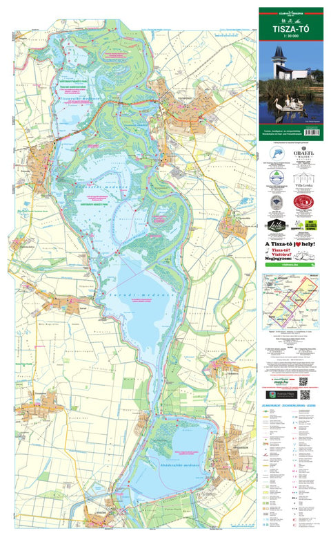 Tisza-tó turista-, biciklis-, vizisport-és horgász térkép, Tisza lake tourist, biking map; Preview 1