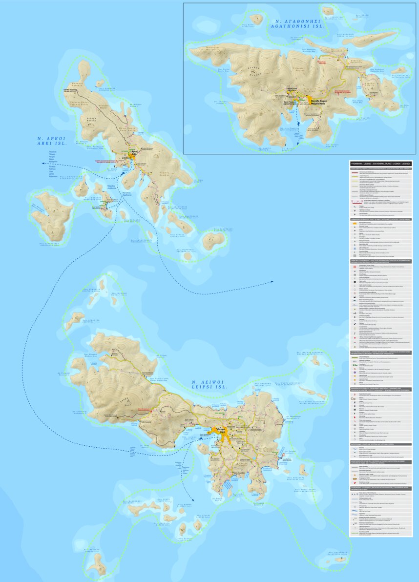 ᾌᾢᾕマップ&シートで速攻理解ῖῷά Arki/Lipsi/Agathonisi, Dodecanese Map by Terrain Editions | Avenza