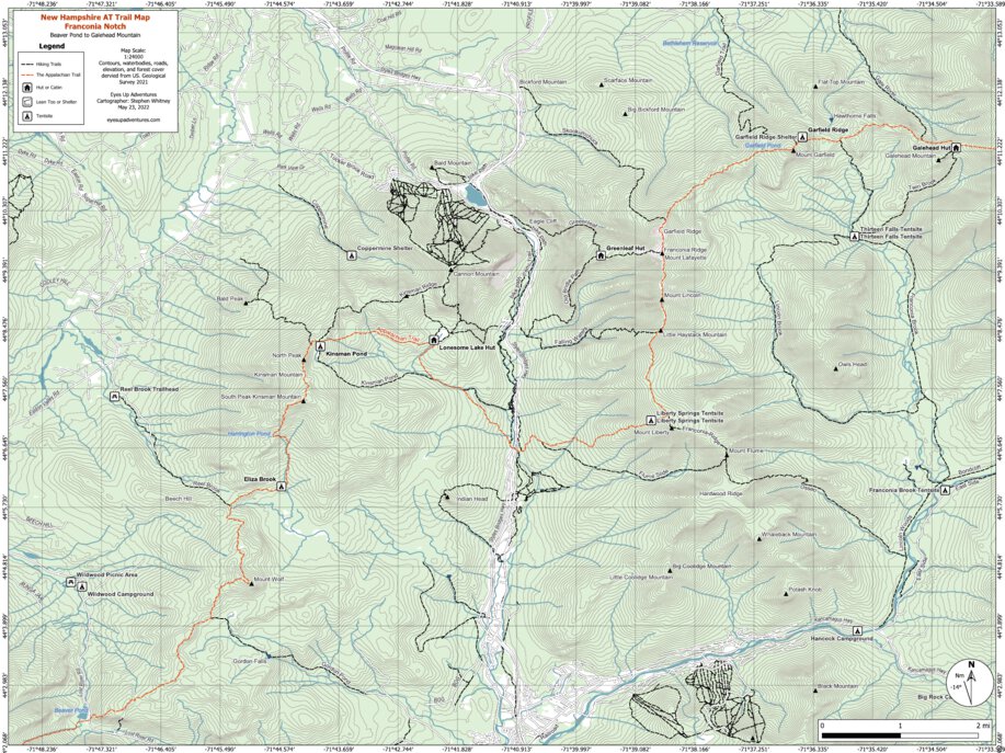 New Hampshire AT Trail Map #5: Franconia Notch by Eyes Up